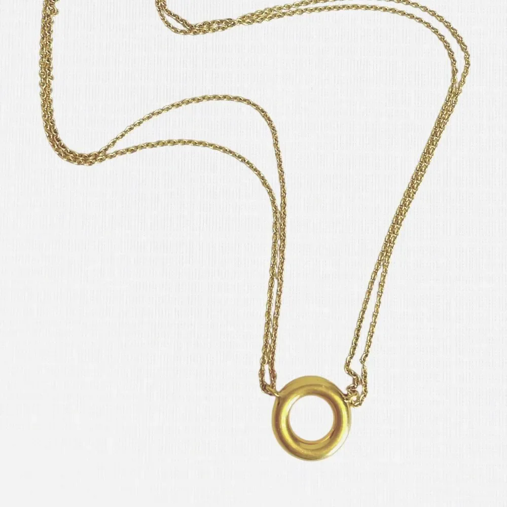 Madewell Circle Chain Necklace Gold Tone Round Pendant Double Chain Gold Plated - Picture 5 of 7